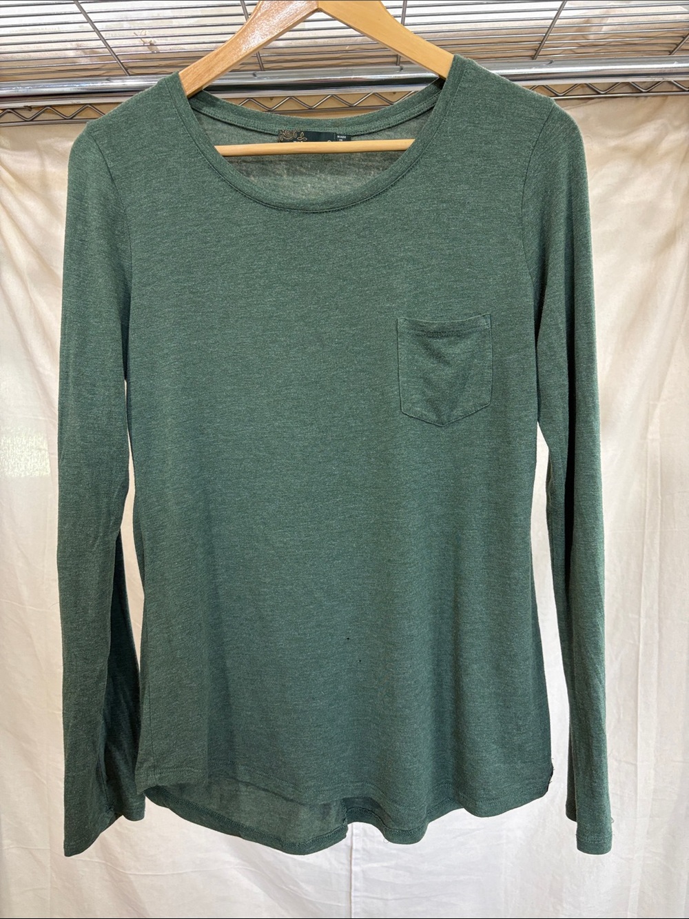 Prana Women's Long Sleeve Tee in Deep Green with Chest Pocket